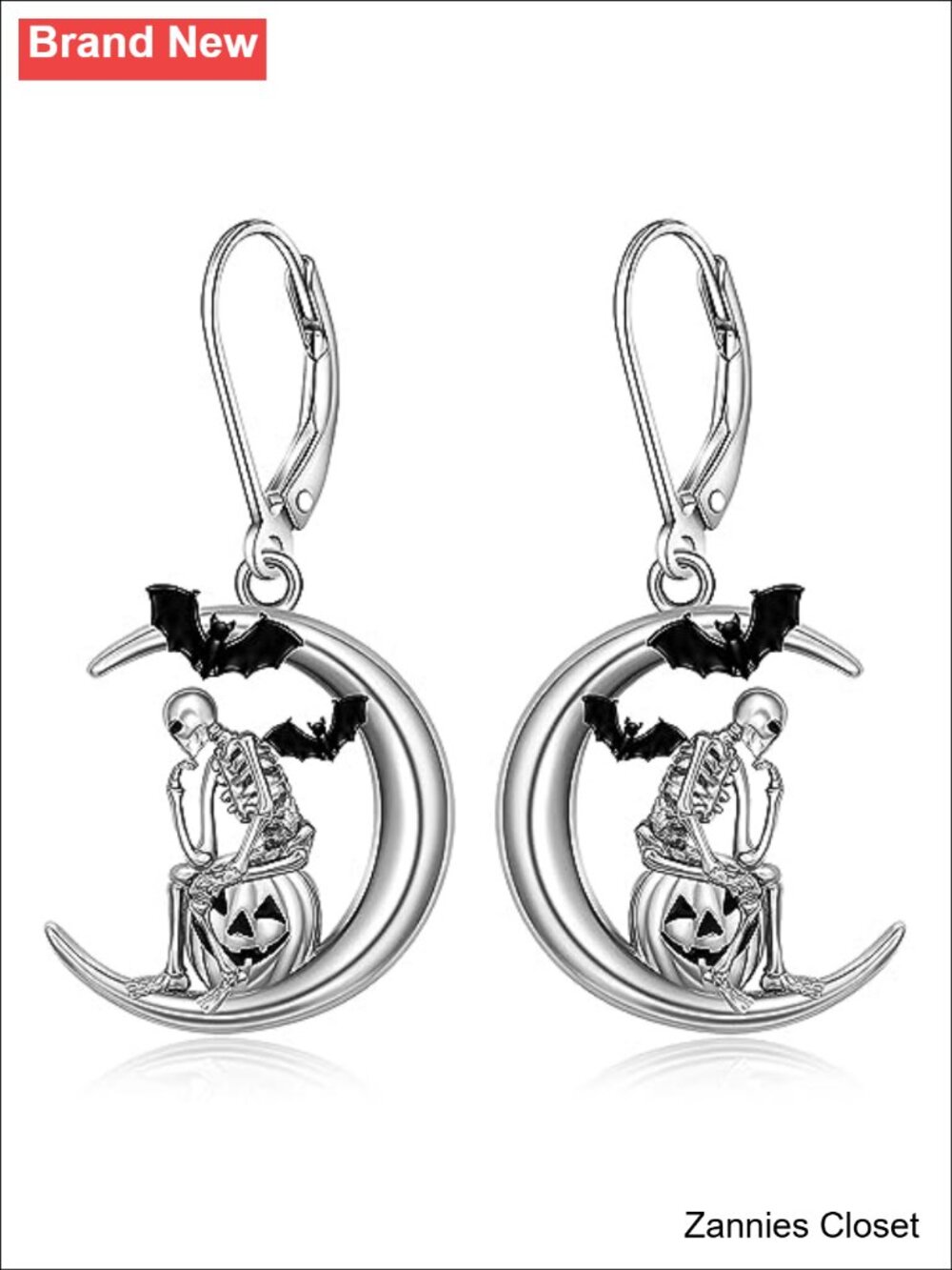 👻 Fenthring Sterling Silver Halloween Skeleton Dangle Earrings